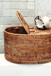 Oval Rattan Double Tissue Roll Box