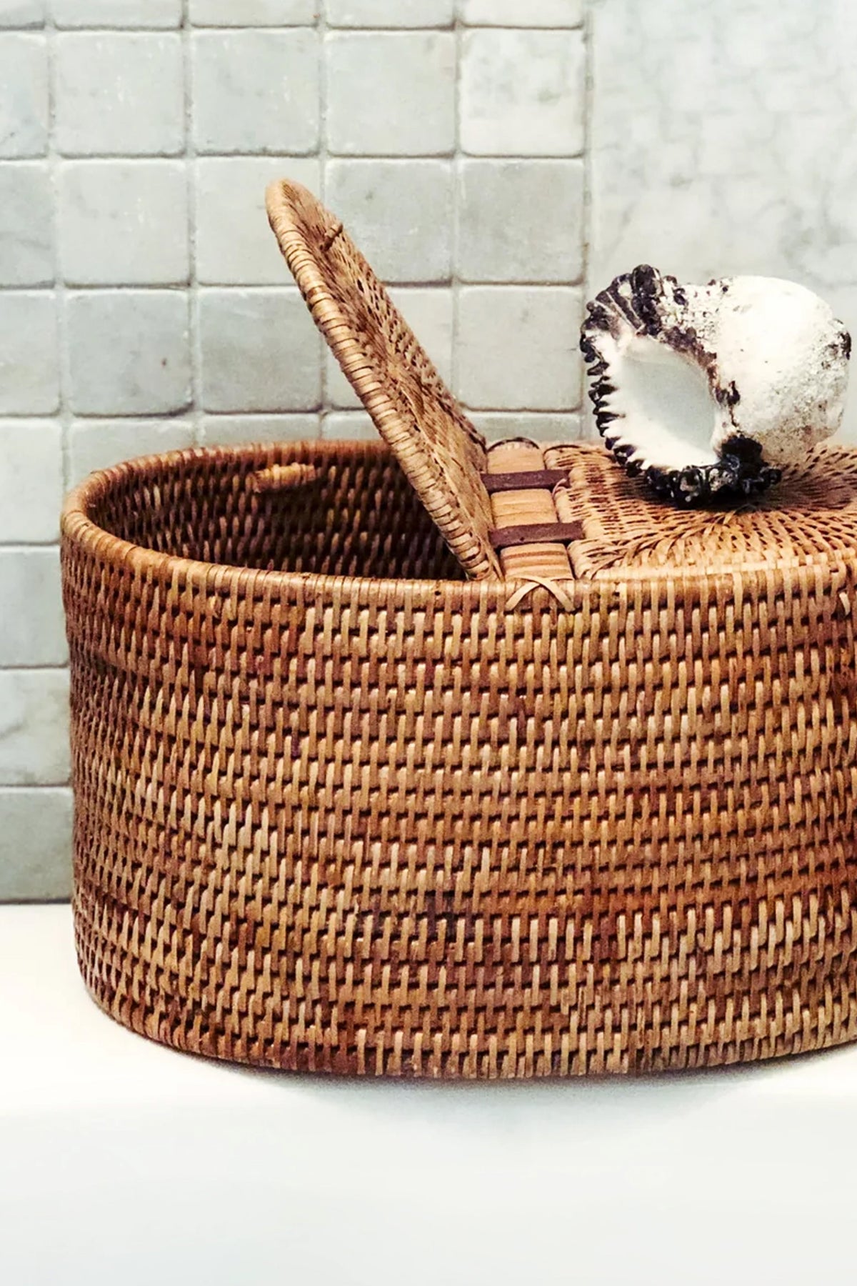 Oval Rattan Double Tissue Roll Box