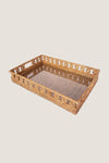 Woven Serving Tray with Glass Insert