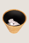 Rattan Round Tapered Waste Basket with Metal Liner