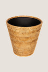 Rattan Round Tapered Waste Basket with Metal Liner