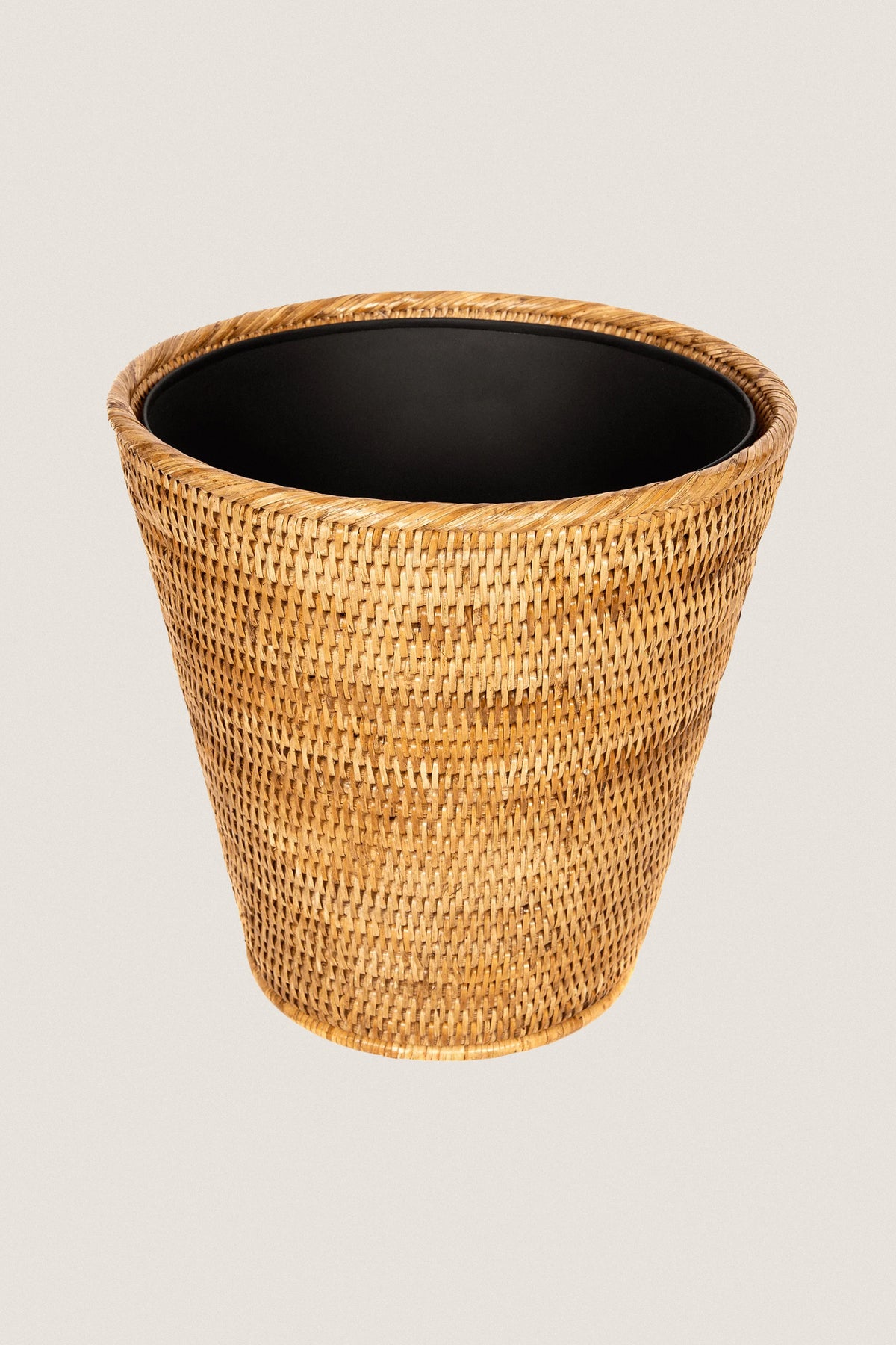 Rattan Round Tapered Waste Basket with Metal Liner
