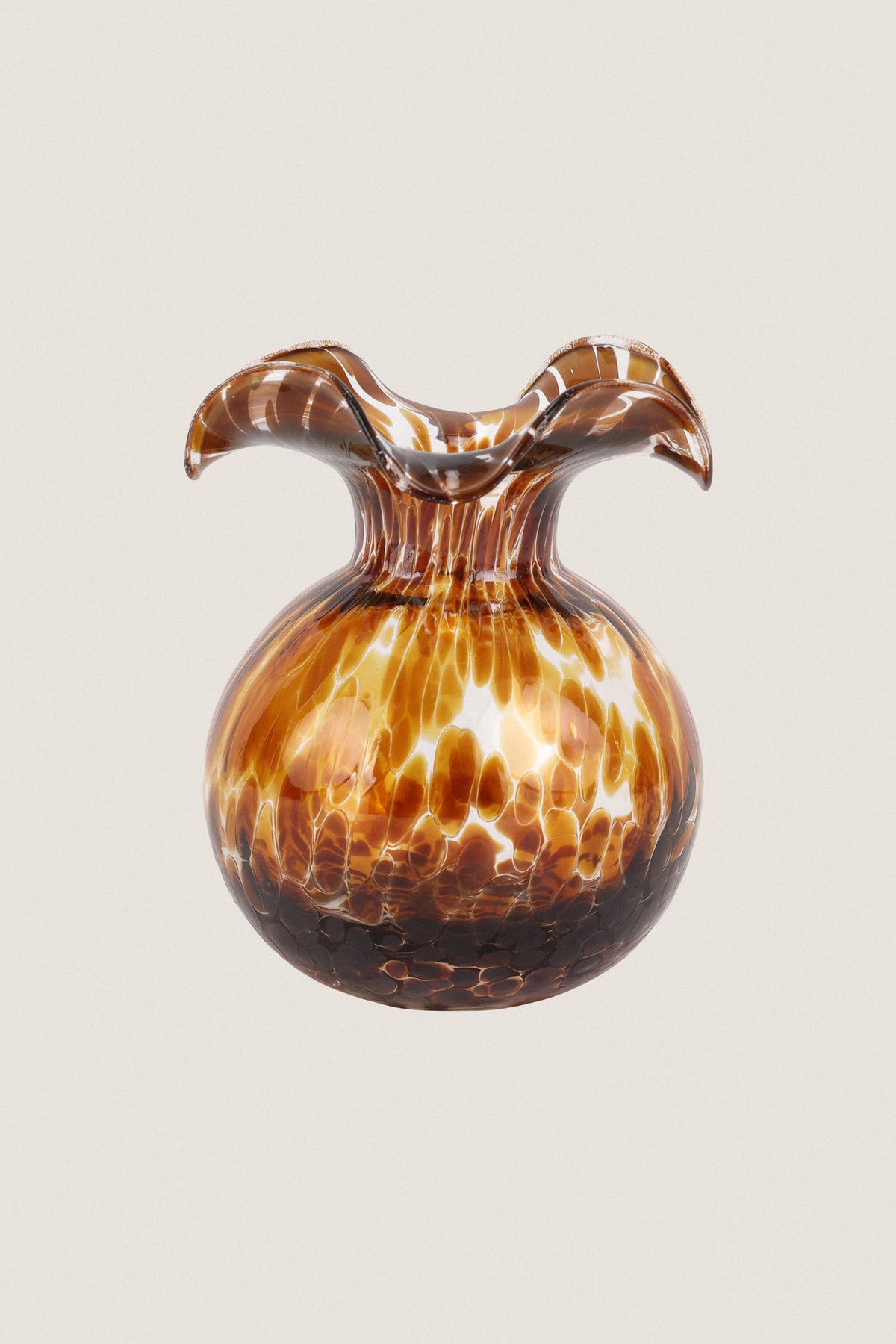 Hibiscus Glass Brown Tortoiseshell Bud Vase