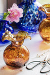 Hibiscus Glass Brown Tortoiseshell Bud Vase