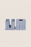 Harbor Blue Floral Stripe Block Printed Square Tissue Box