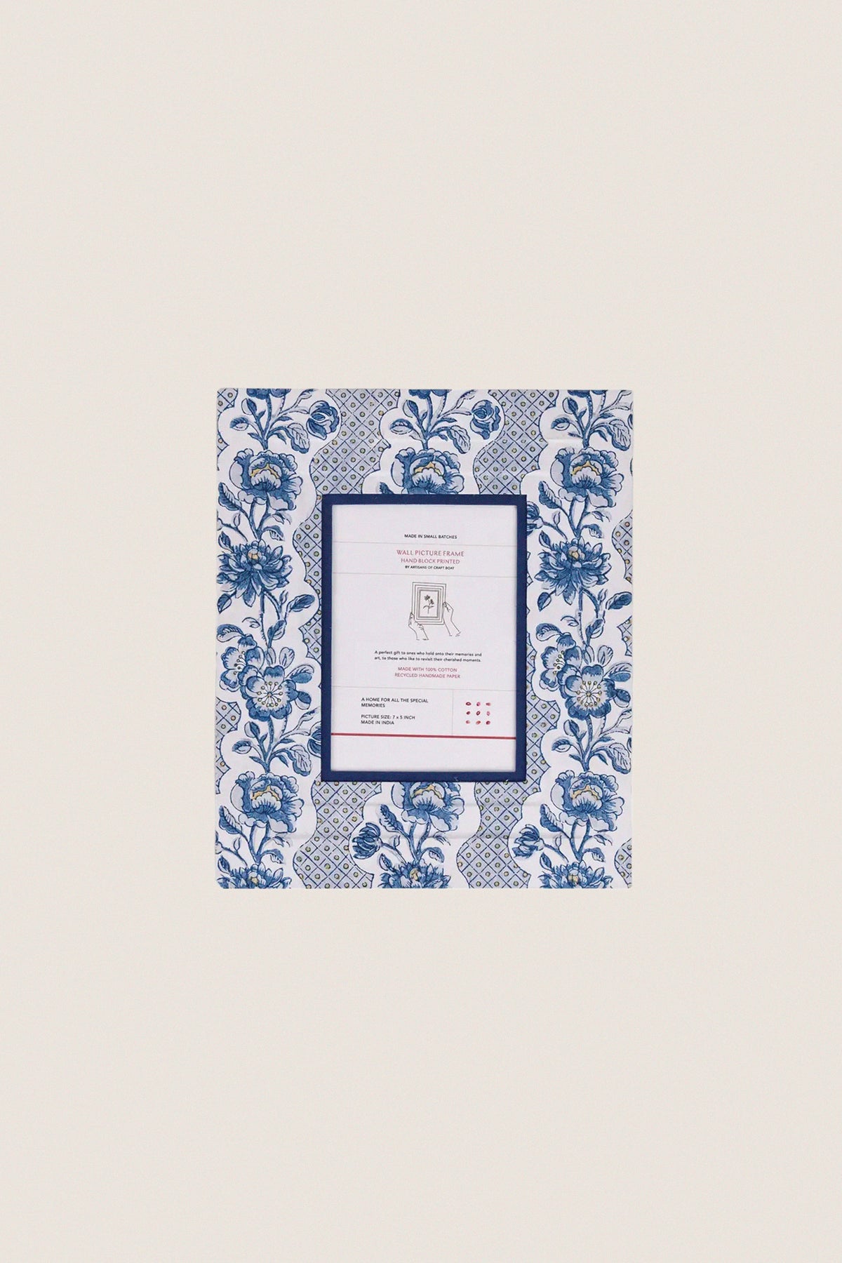 Harbor Blue Blooming Trells Block Printed Wall Picture Frame