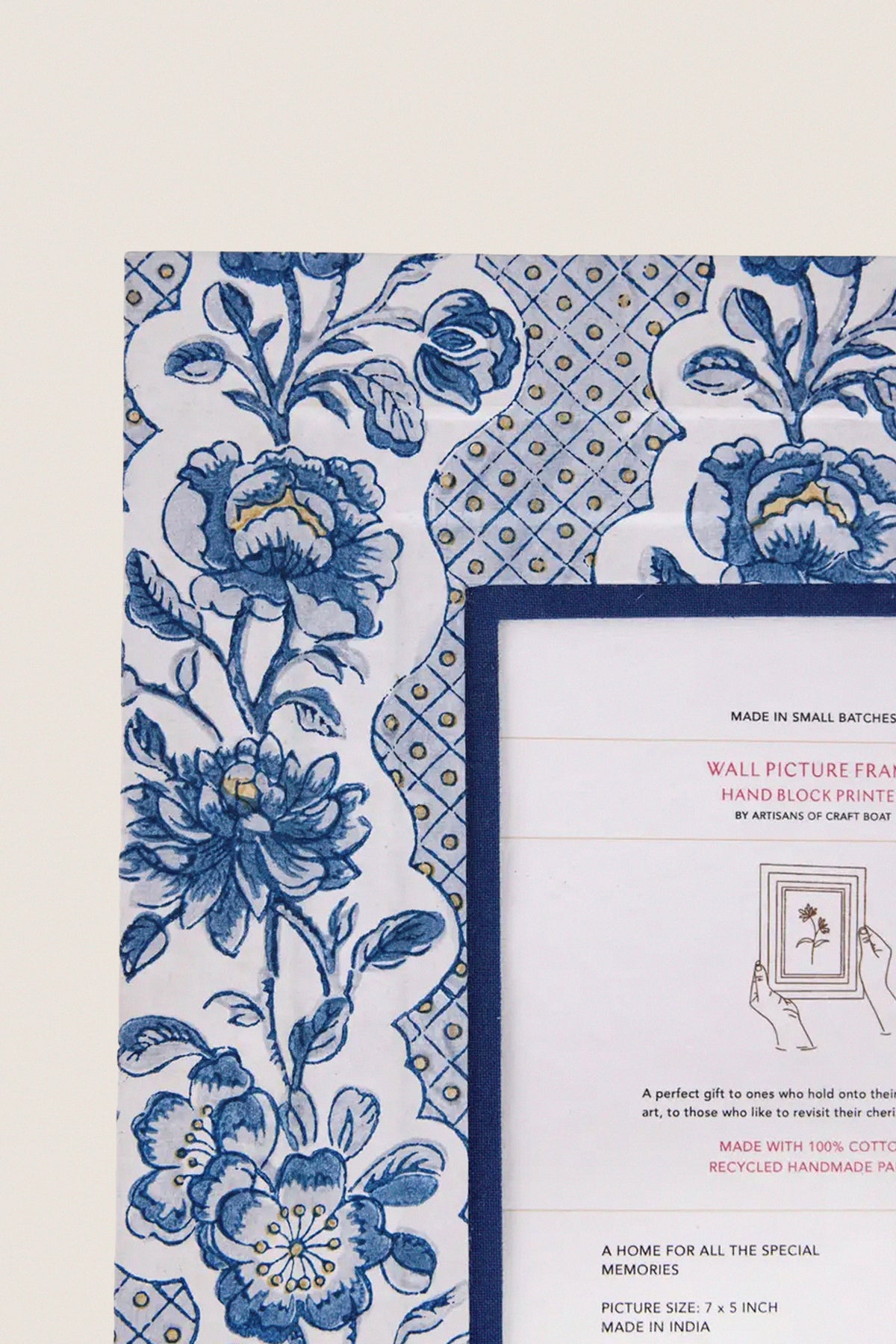 Harbor Blue Blooming Trells Block Printed Wall Picture Frame