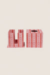Garnet Red Floral Stripe Block-Printed Square Tissue Box