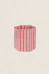 Garnet Red Floral Stripe Block Printed Hexagon Basket