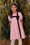 Pink Velvet Bows Girls Liliana Dress