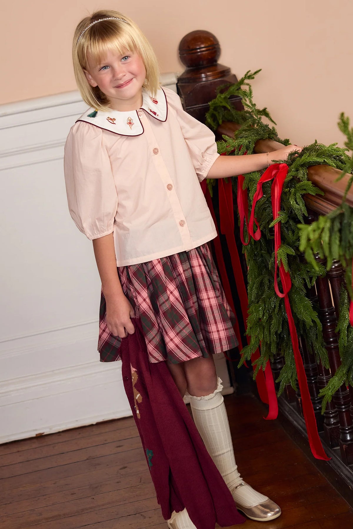 Nutcracker Embroidery Girls Noelle Top