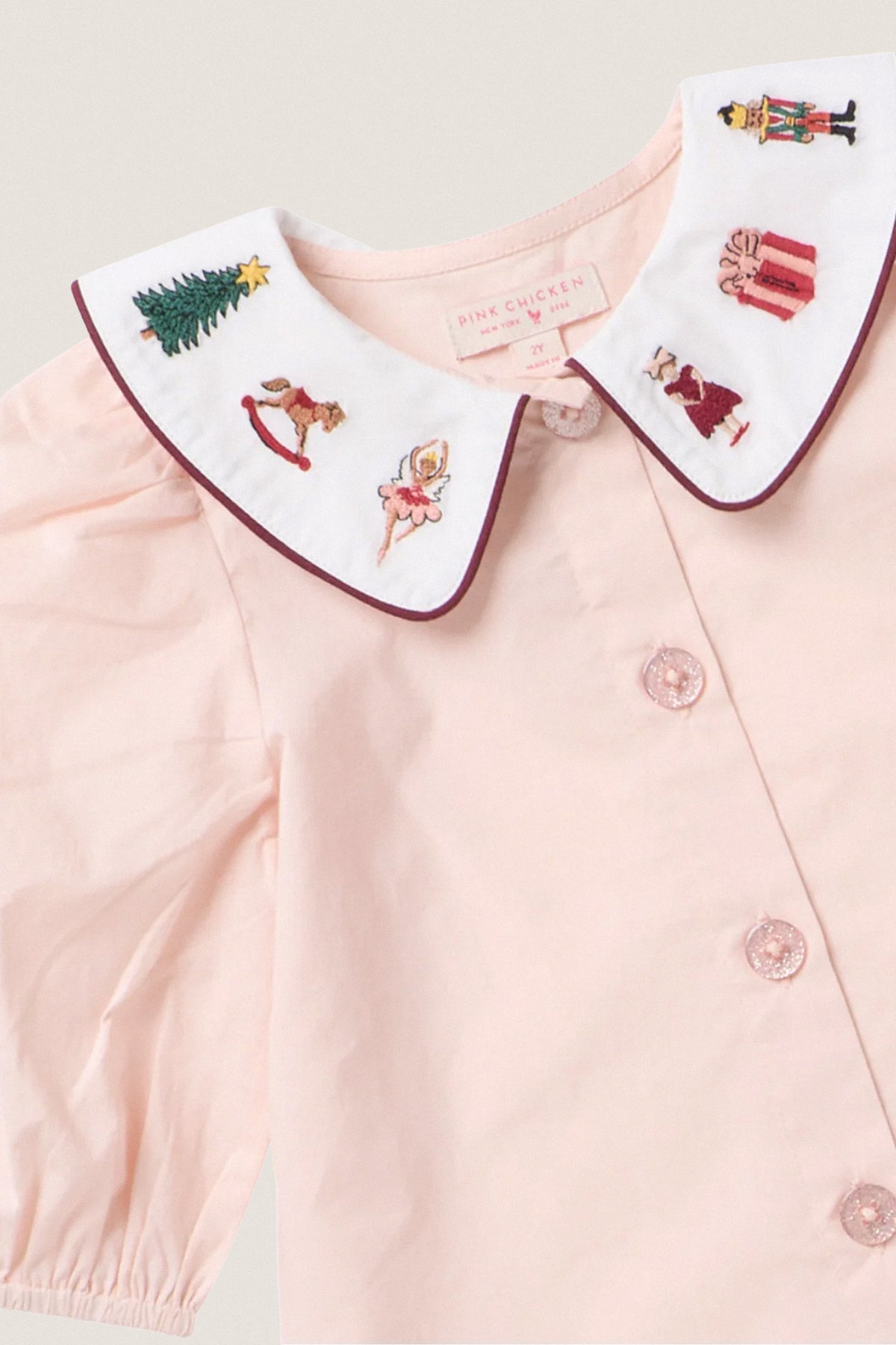 Nutcracker Embroidery Girls Noelle Top