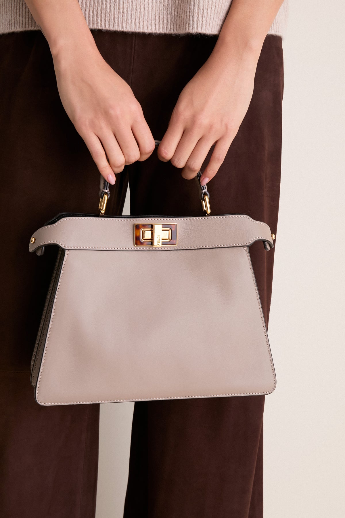 FENDI Beige Peek-a-boo Small 2 Way Handbag