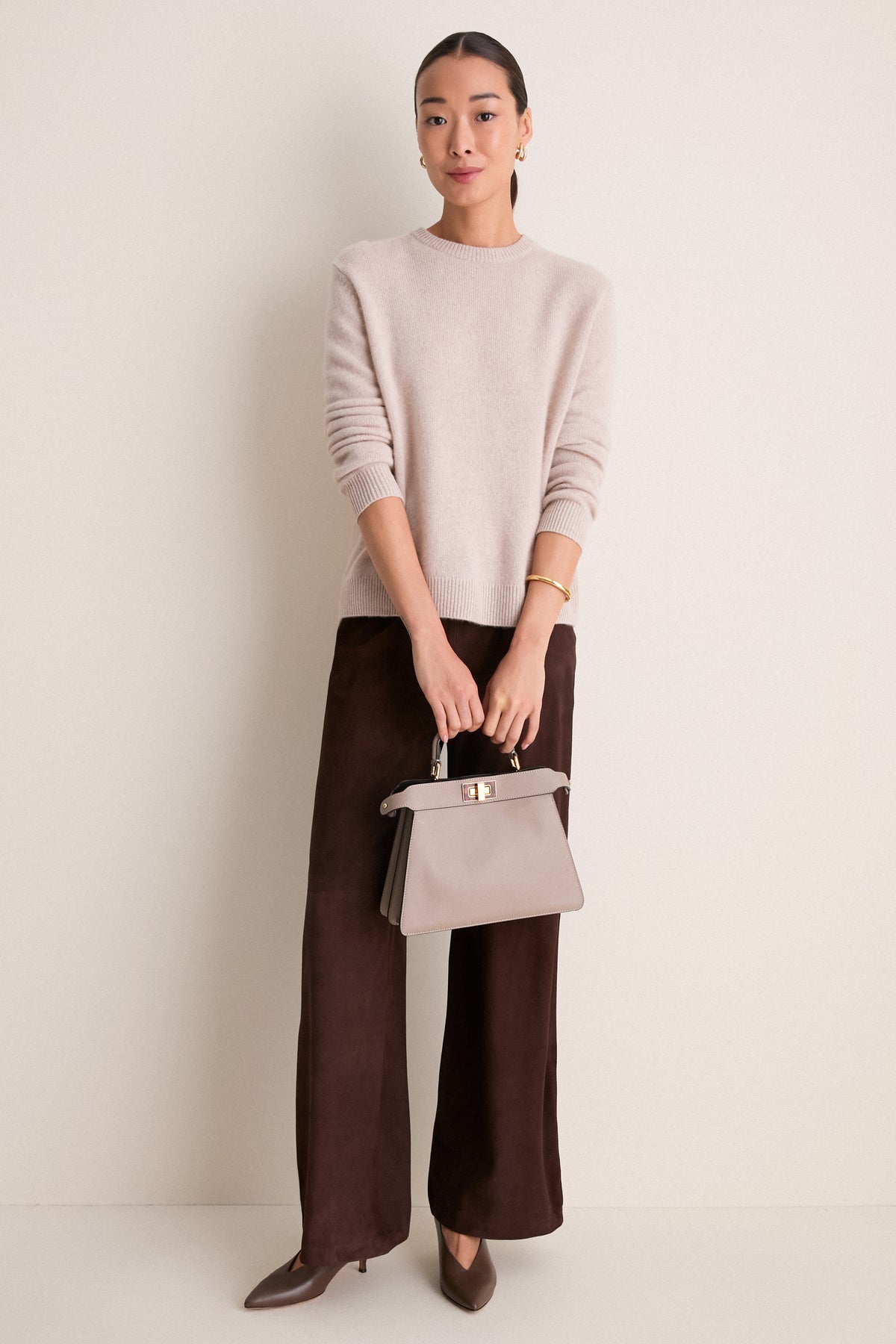 FENDI Beige Peek-a-boo Small 2 Way Handbag