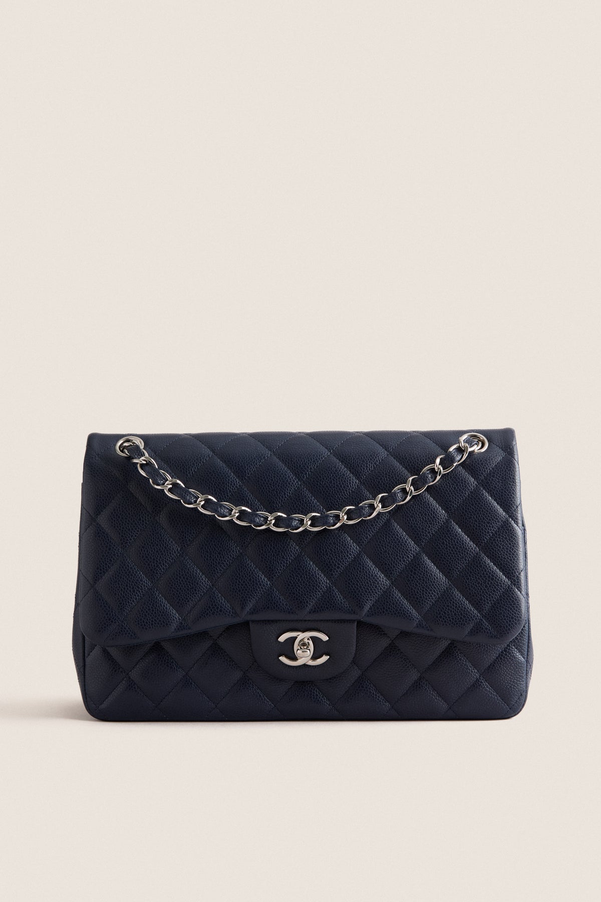 CHANEL Navy Large Classic Shoulder Bag