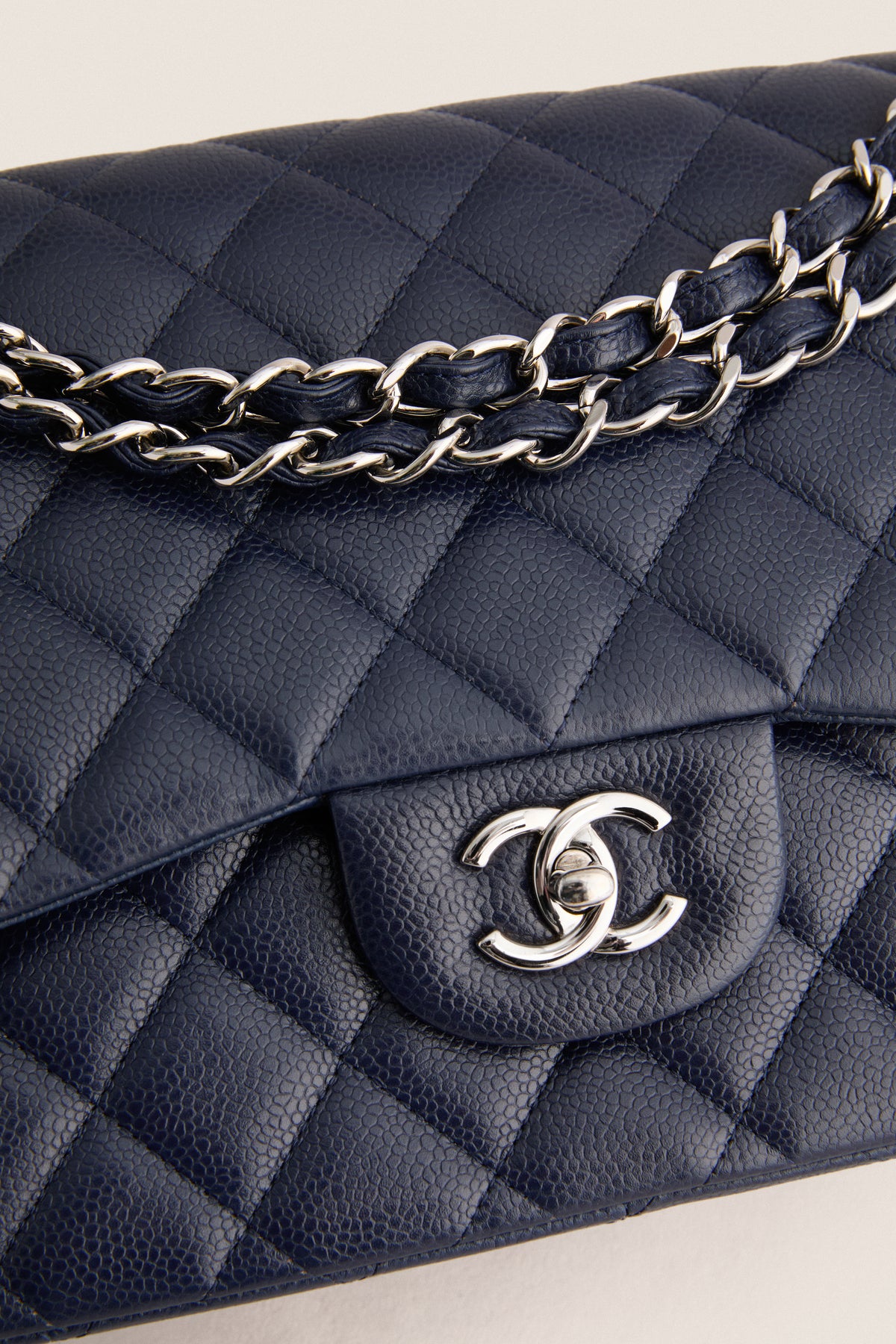 CHANEL Navy Large Classic Shoulder Bag