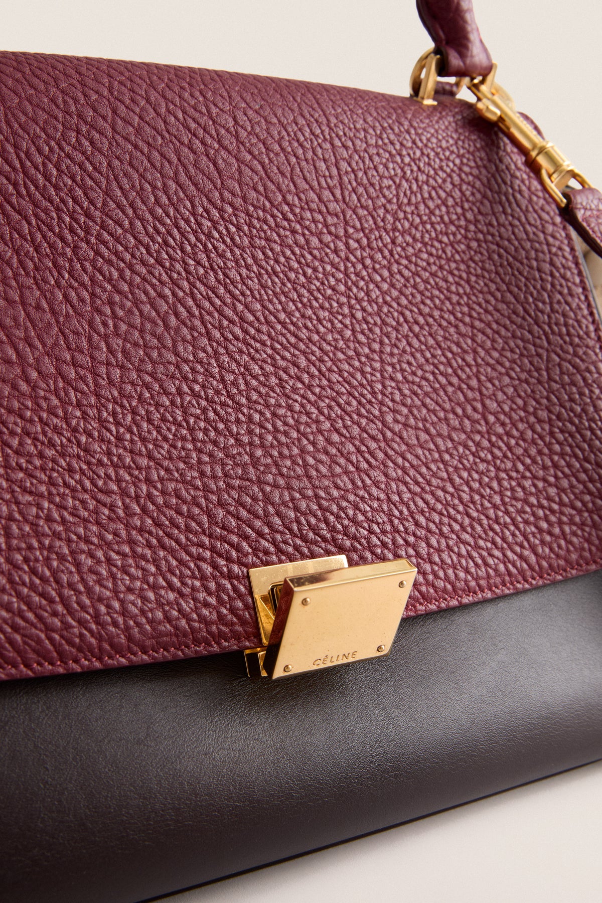 CELINE Burgundy/Brown Small Trapeze