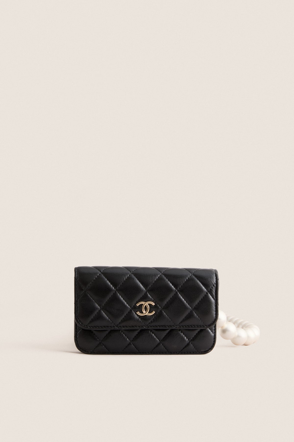 CHANEL Black Sheepskin Leather Shoulder Bag