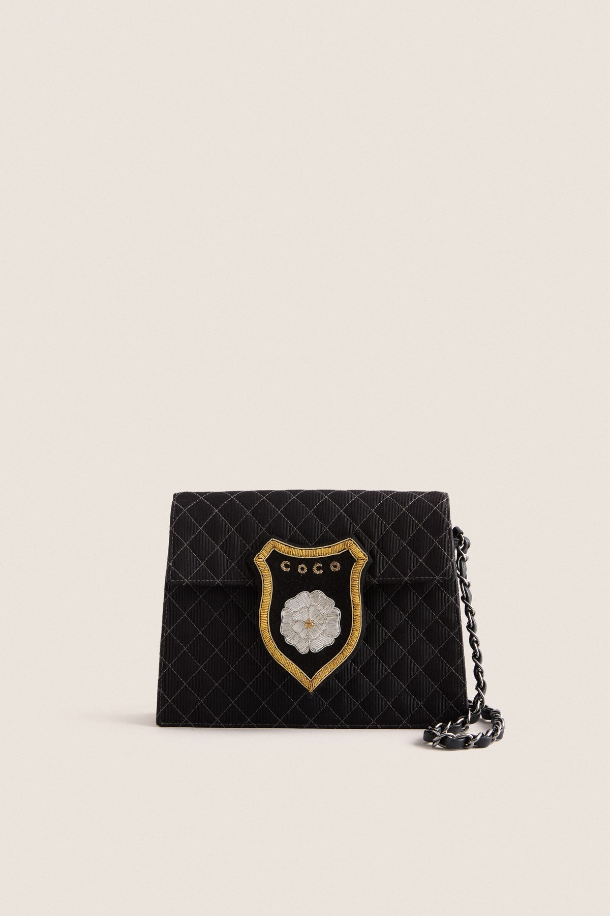 CHANEL Black Canvas Shoulder Bag