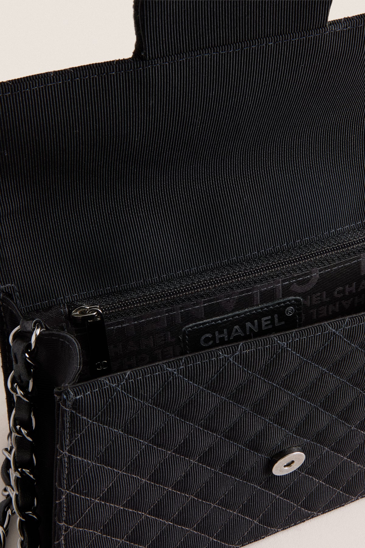 CHANEL Black Canvas Shoulder Bag