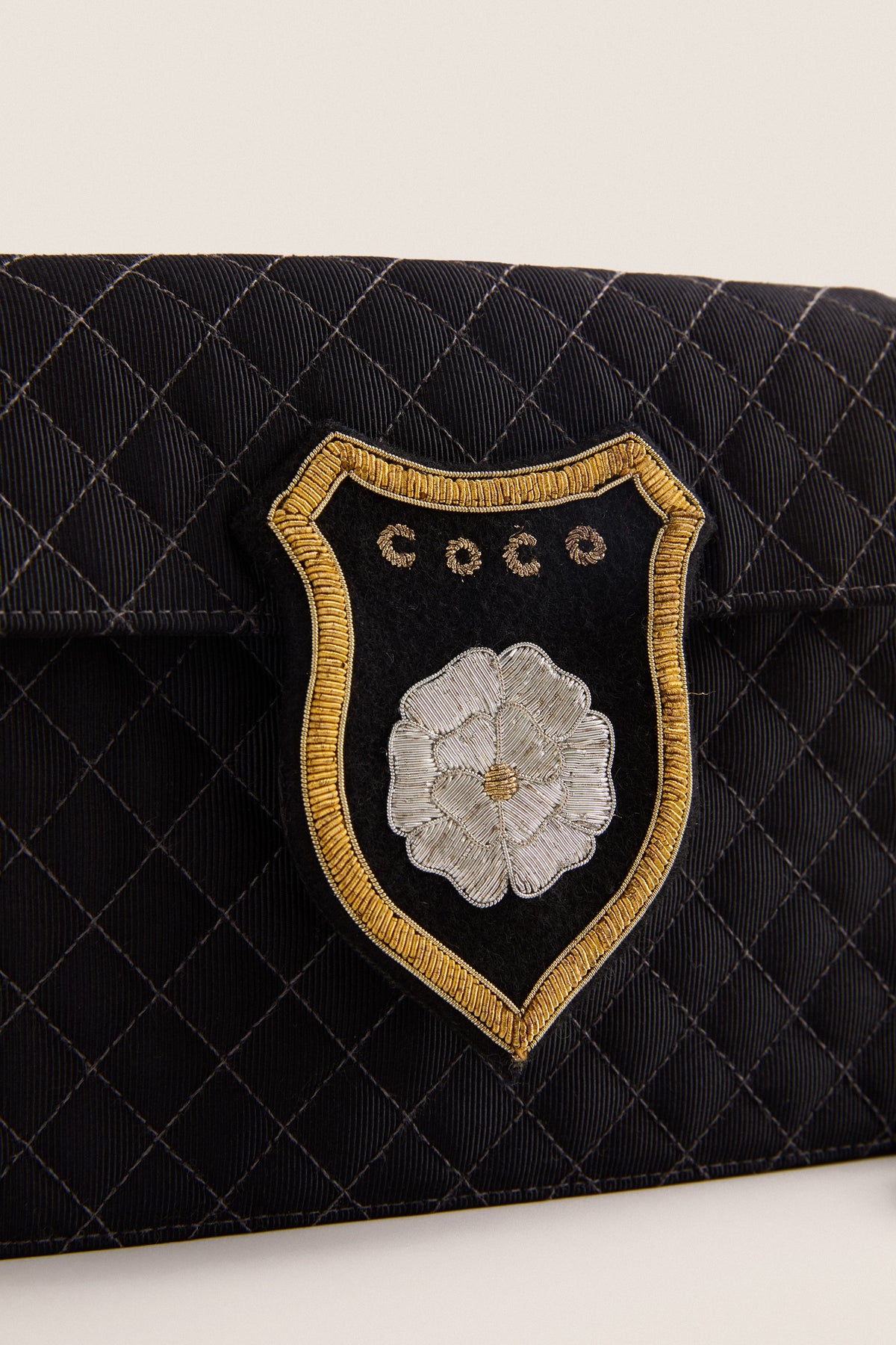 CHANEL Black Canvas Shoulder Bag