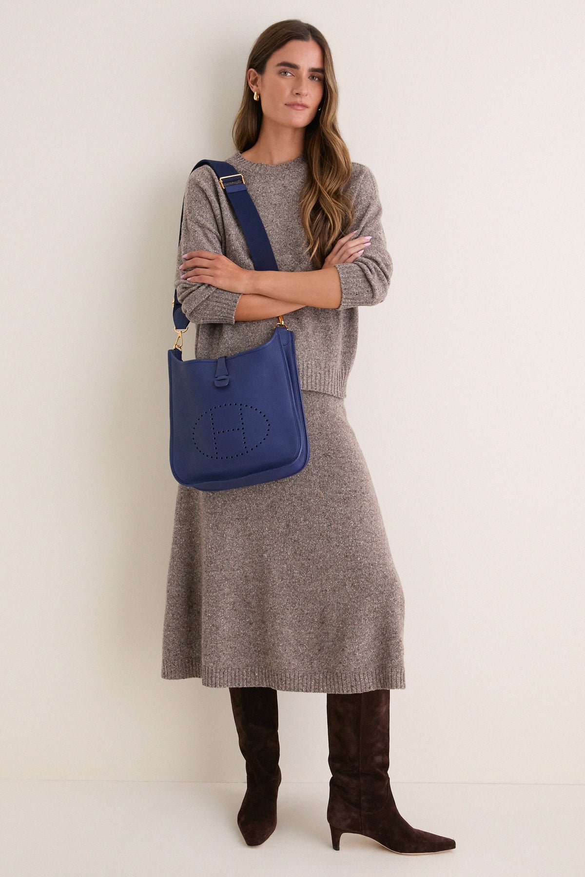 HERMES Blue Evelyne 29 Shoulder Bag