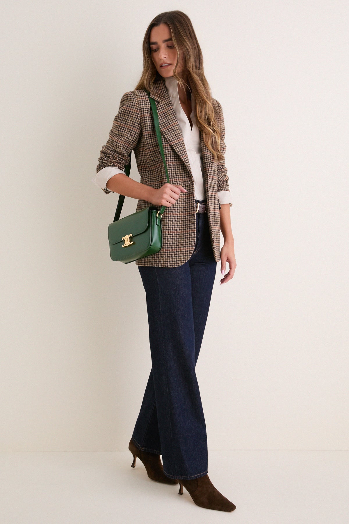 CELINE Green Triomphe Classic Shoulder Bag