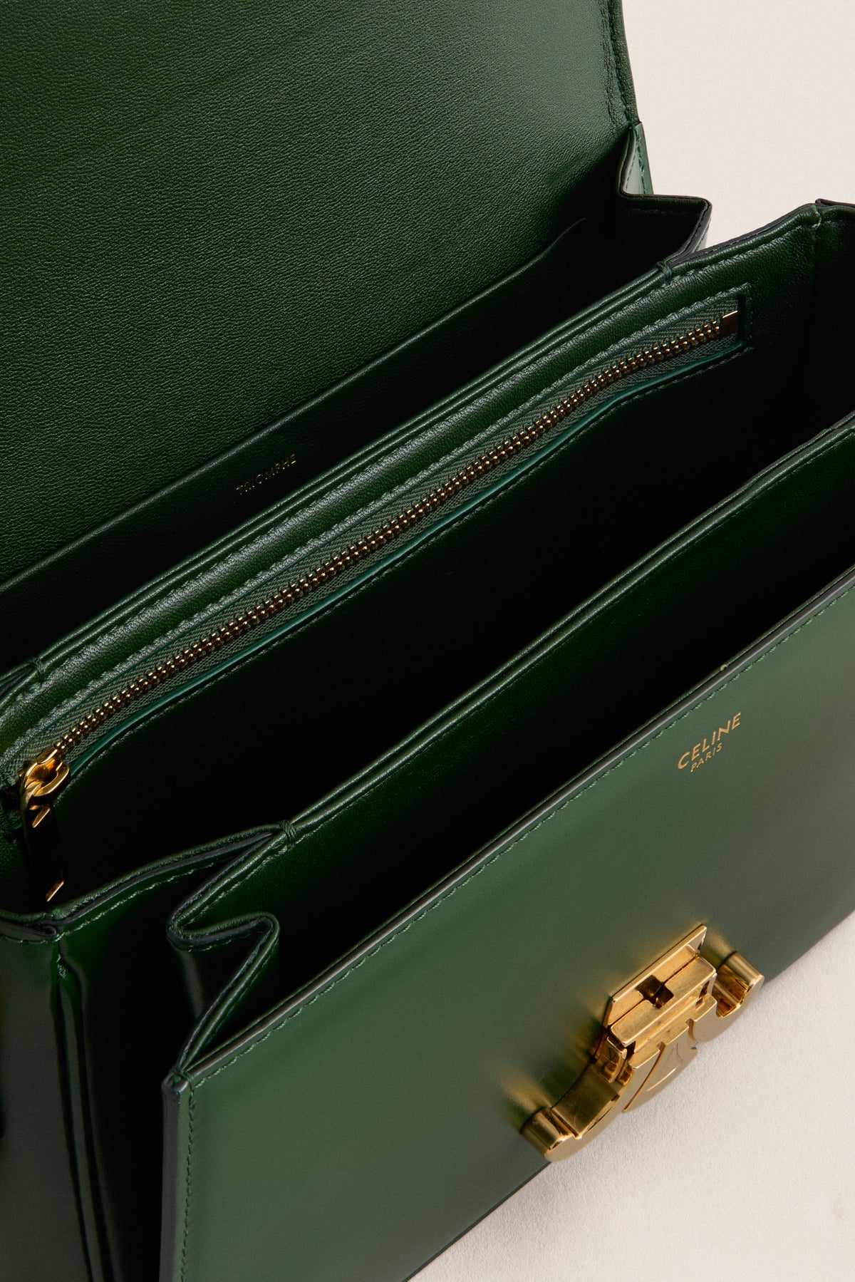 CELINE Green Triomphe Classic Shoulder Bag