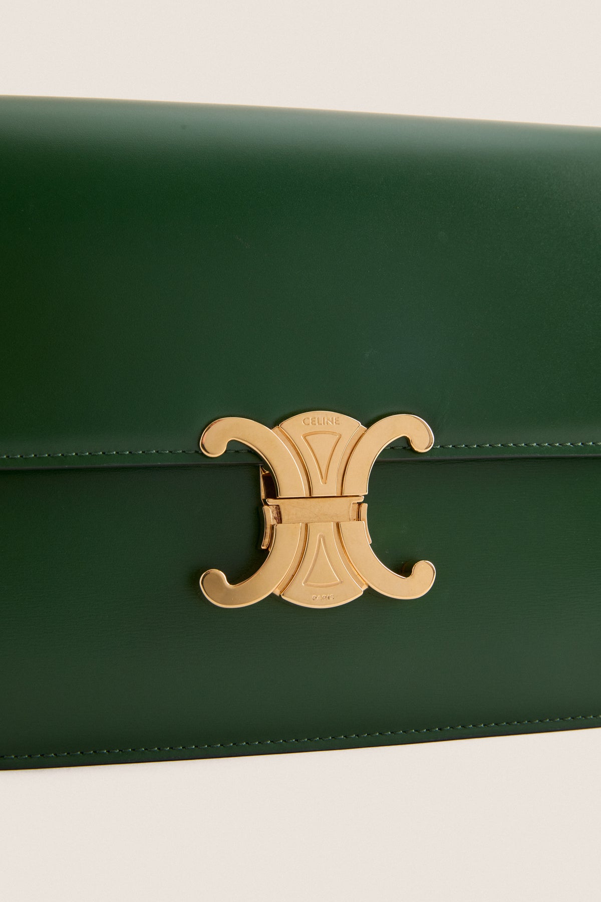 CELINE Green Triomphe Classic Shoulder Bag