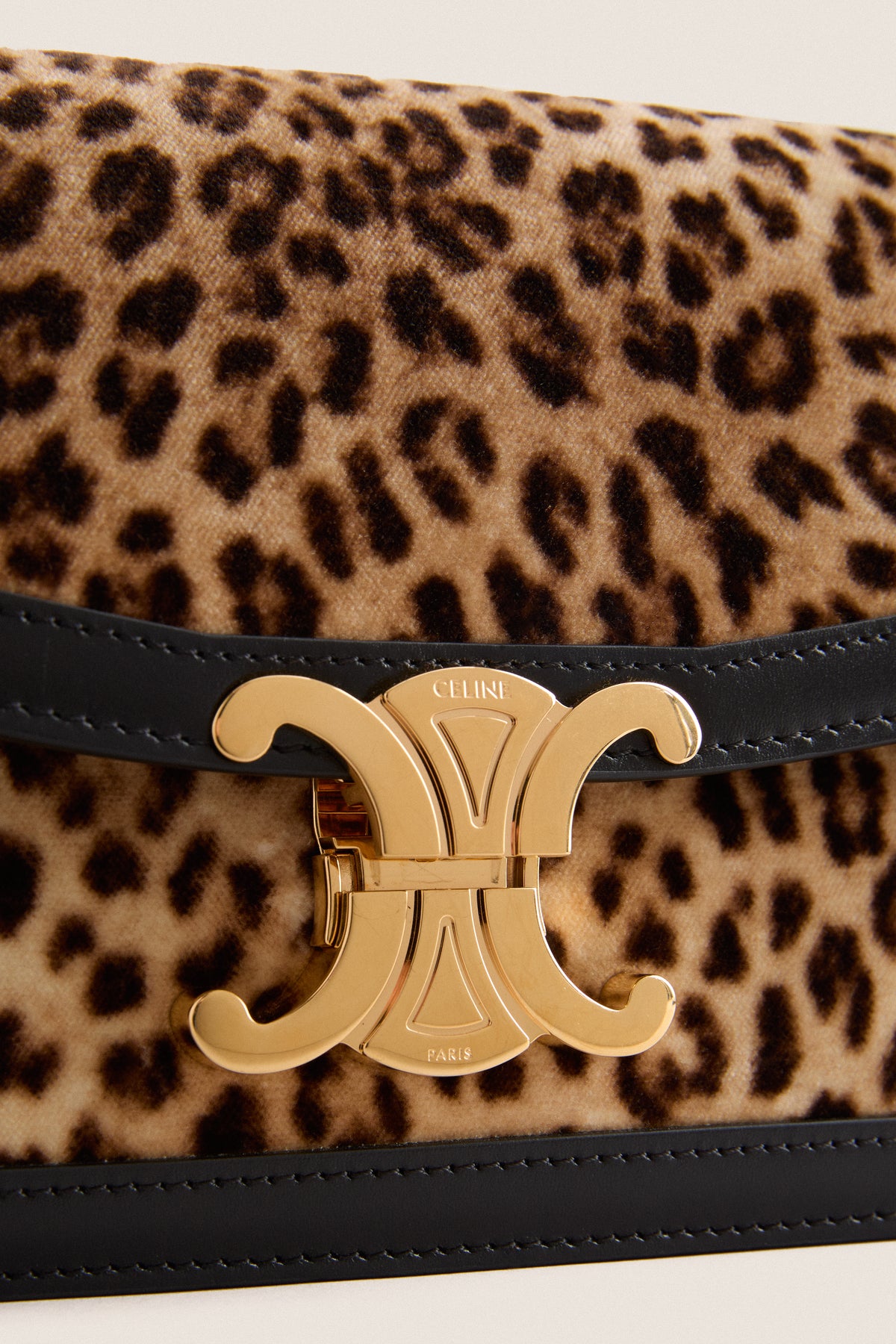 CELINE Beige and Black Triomphe Teen Shoulder Bag