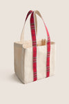 Red Plaid Four Bottle Wine Carrier