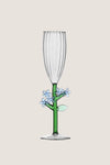 Light Blue Flower Botanica Flute Glass