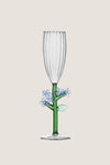 Light Blue Flower Botanica Flute Glass