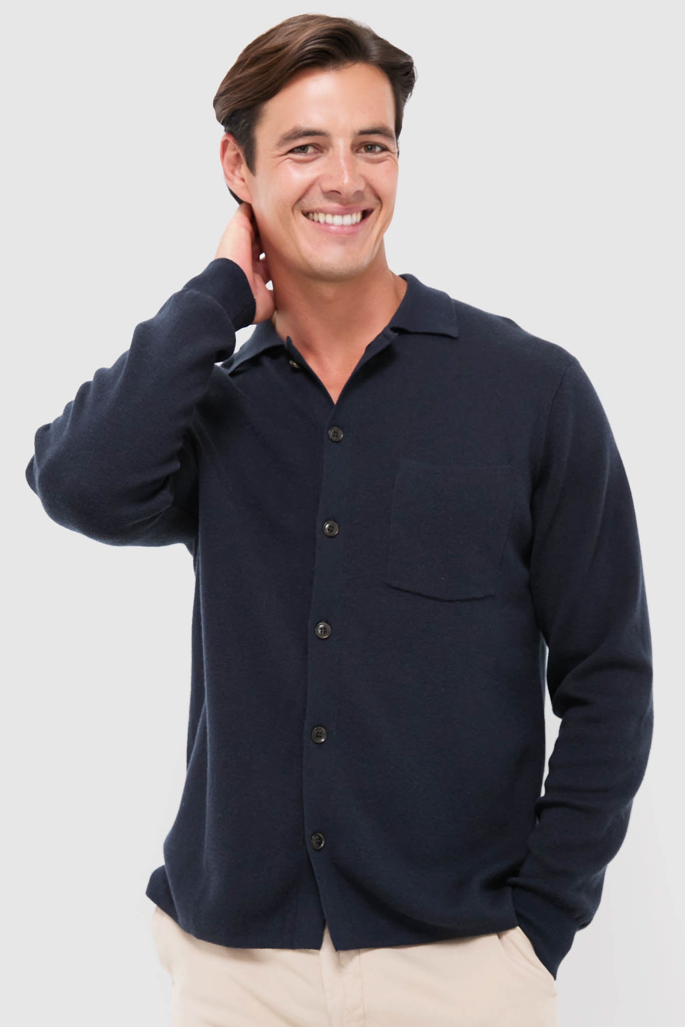 Navy Merino Cardigan