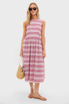 White and Red Stripe Poppy Maxi Dress