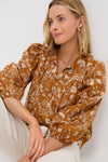 Burnt Orange Floral Long Sleeve Petunia Blouse