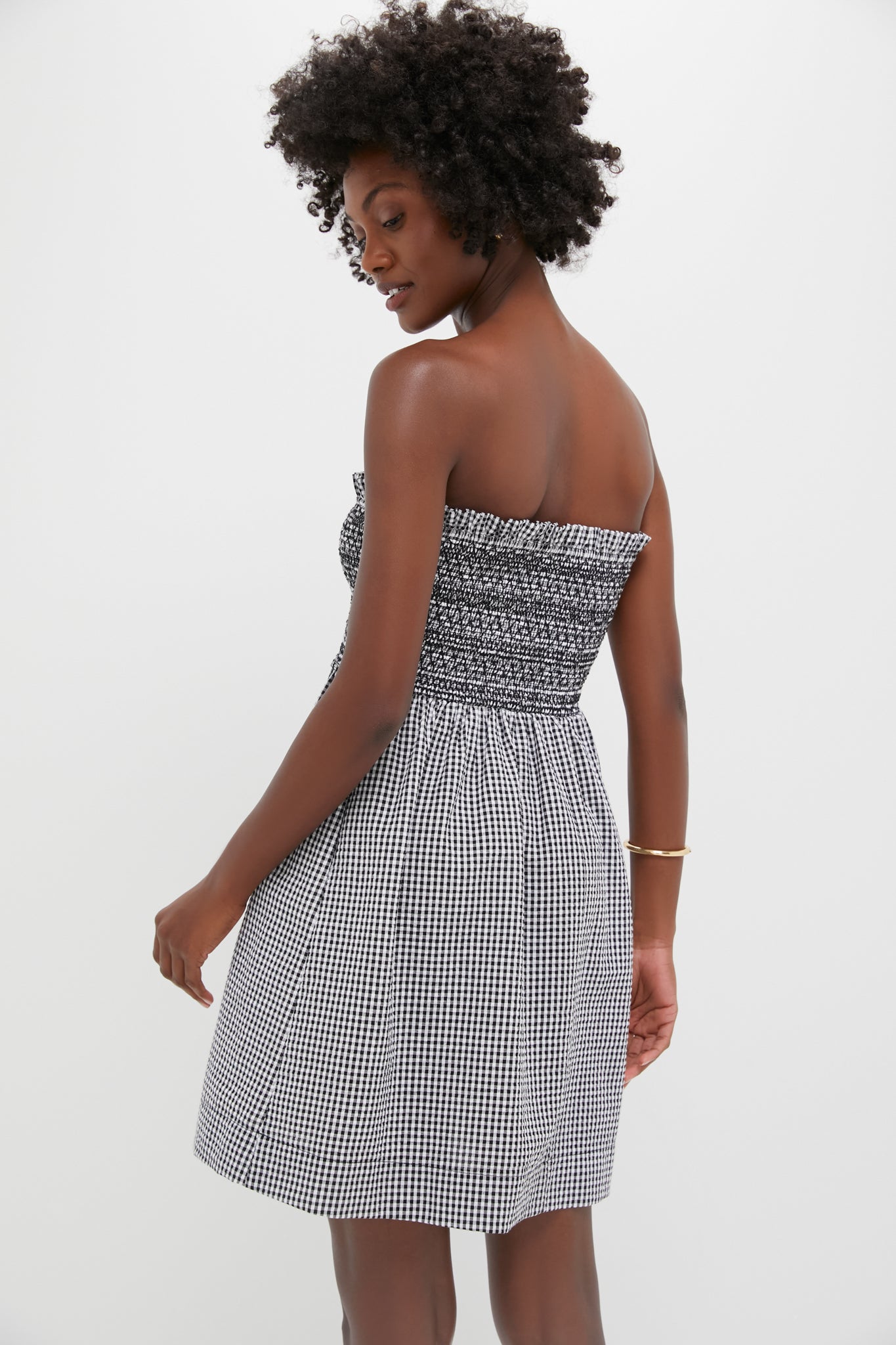 Black Gingham Seersucker Winona Mini Dress