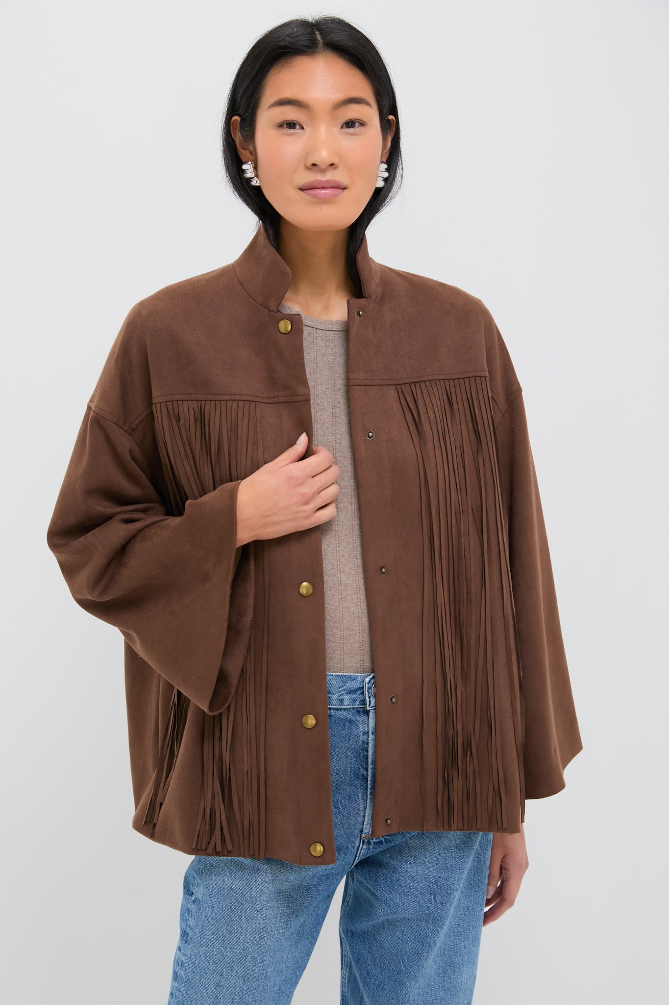 Chocolate Suede Fringe Marant Shirt Jacket | Tuckernuck