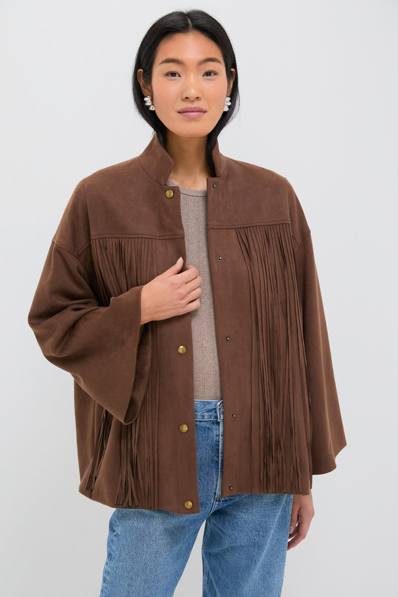 Chocolate Suede Fringe Marant Shirt Jacket