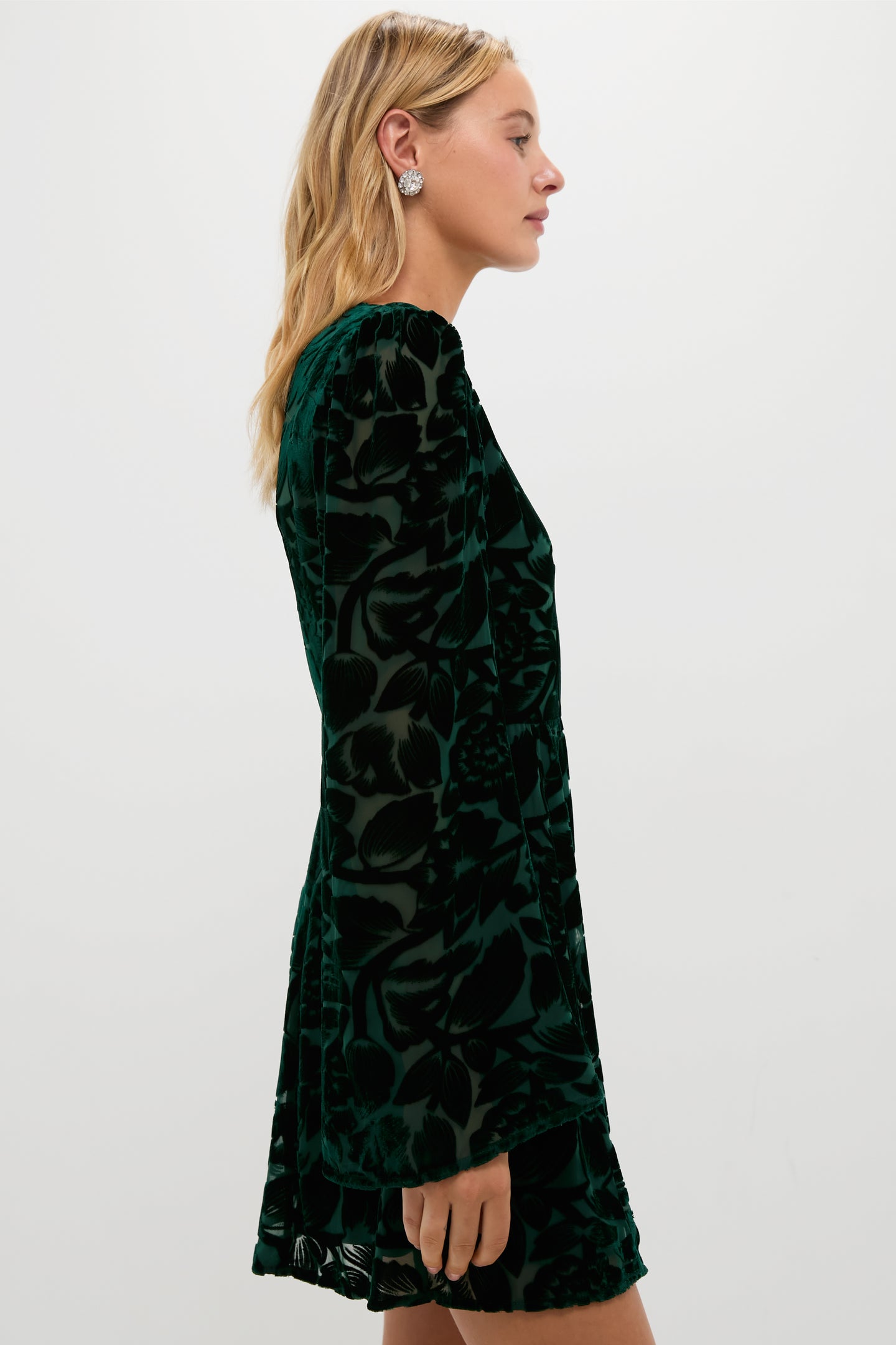 Emerald Green Burnout Velvet Oaklynn Mini Dress