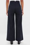 Navy Pinstripe Darted Wideleg Trouser