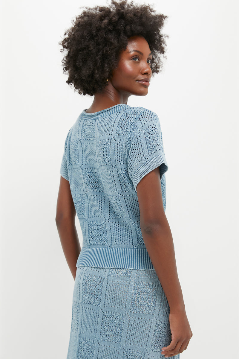 Indigo Pointelle Porter Top