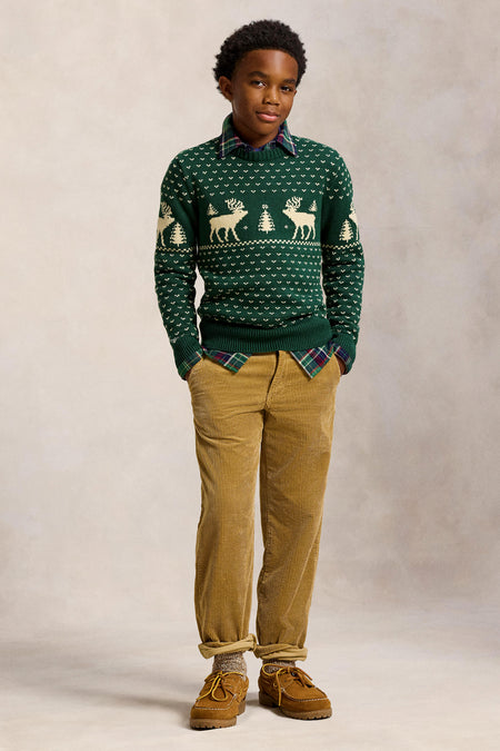 Boys Long-Sleeve Reindeer Sweater Coverall