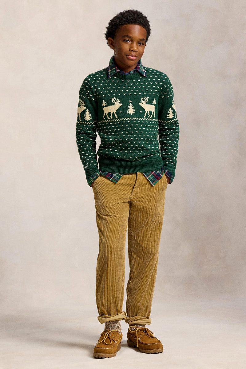 Boys Long-Sleeve Reindeer Sweater Coverall