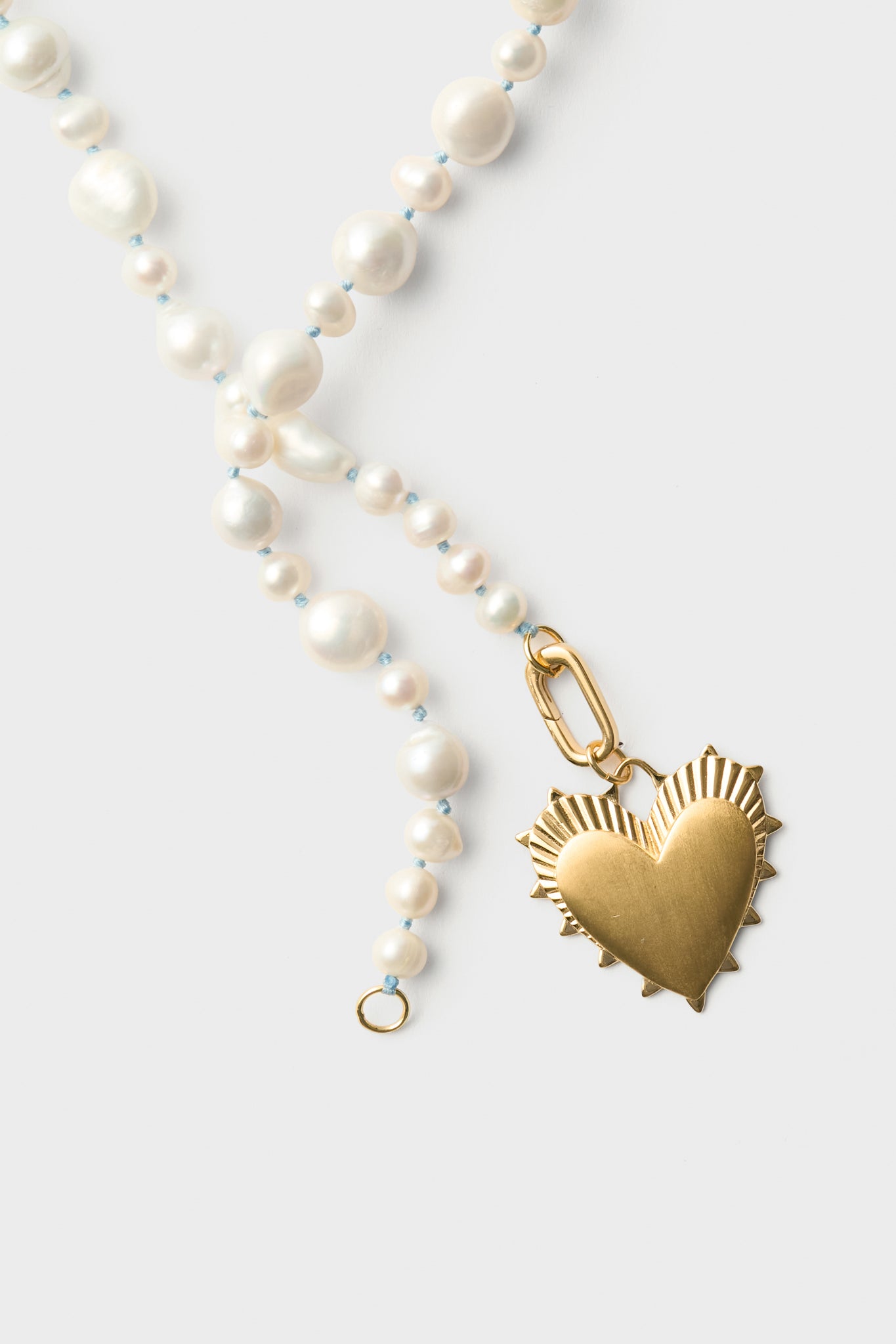 Baroque Pearl Necklace with Heart of Gold Charm