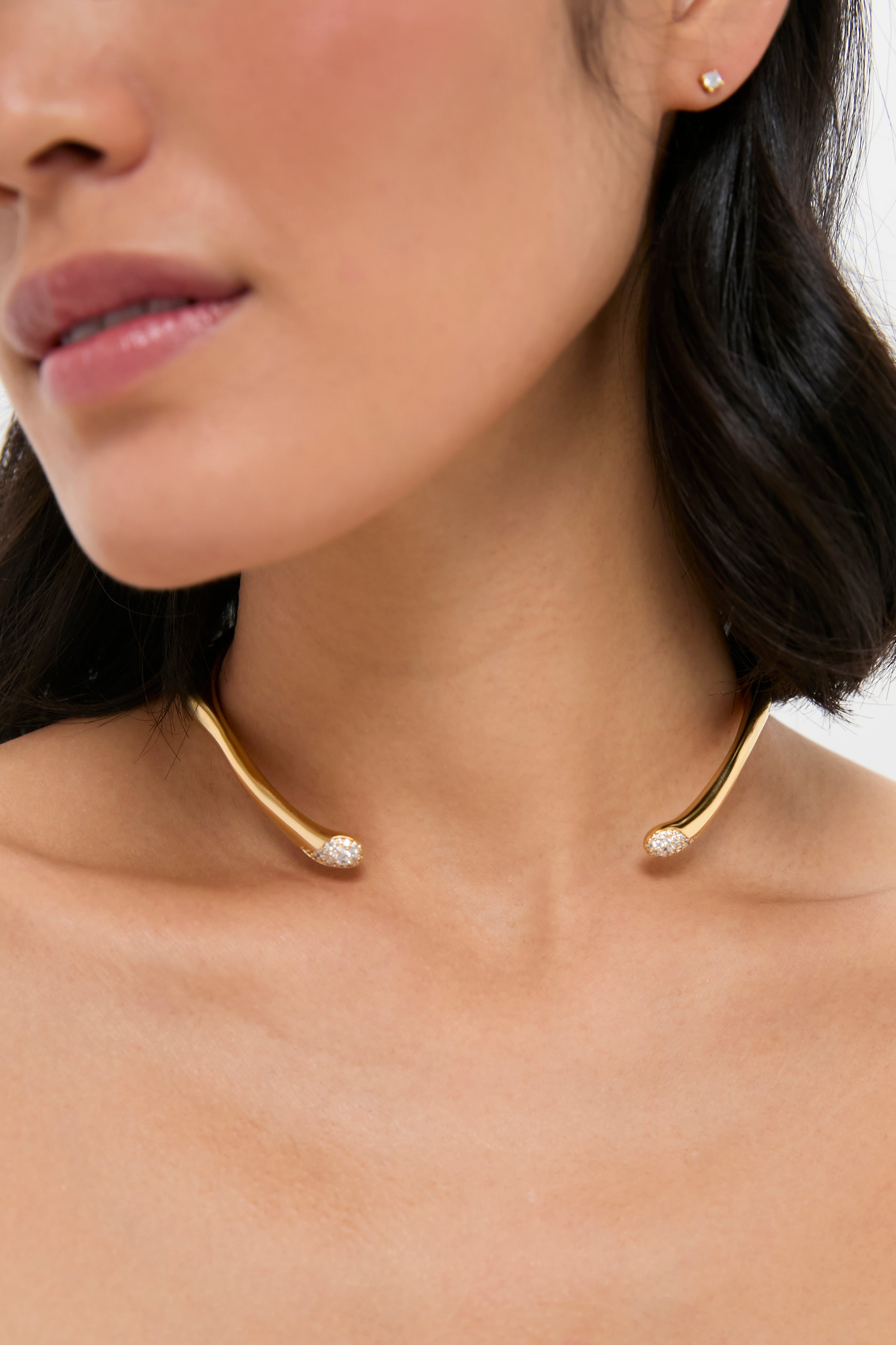Gold Molten Snow Torque Statement Necklace