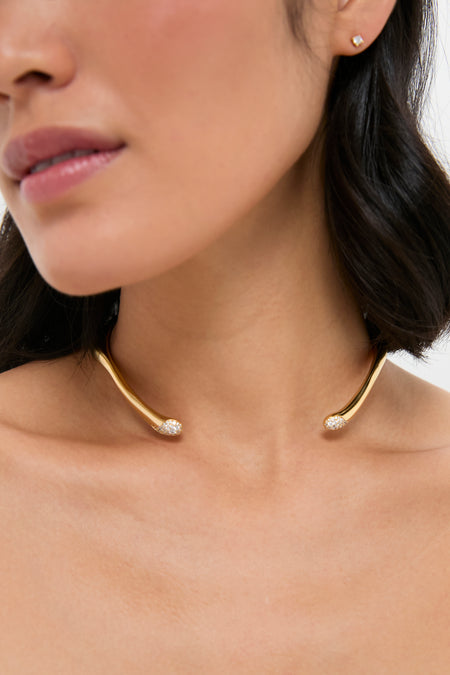 Gold Molten Snow Torque Statement Necklace
