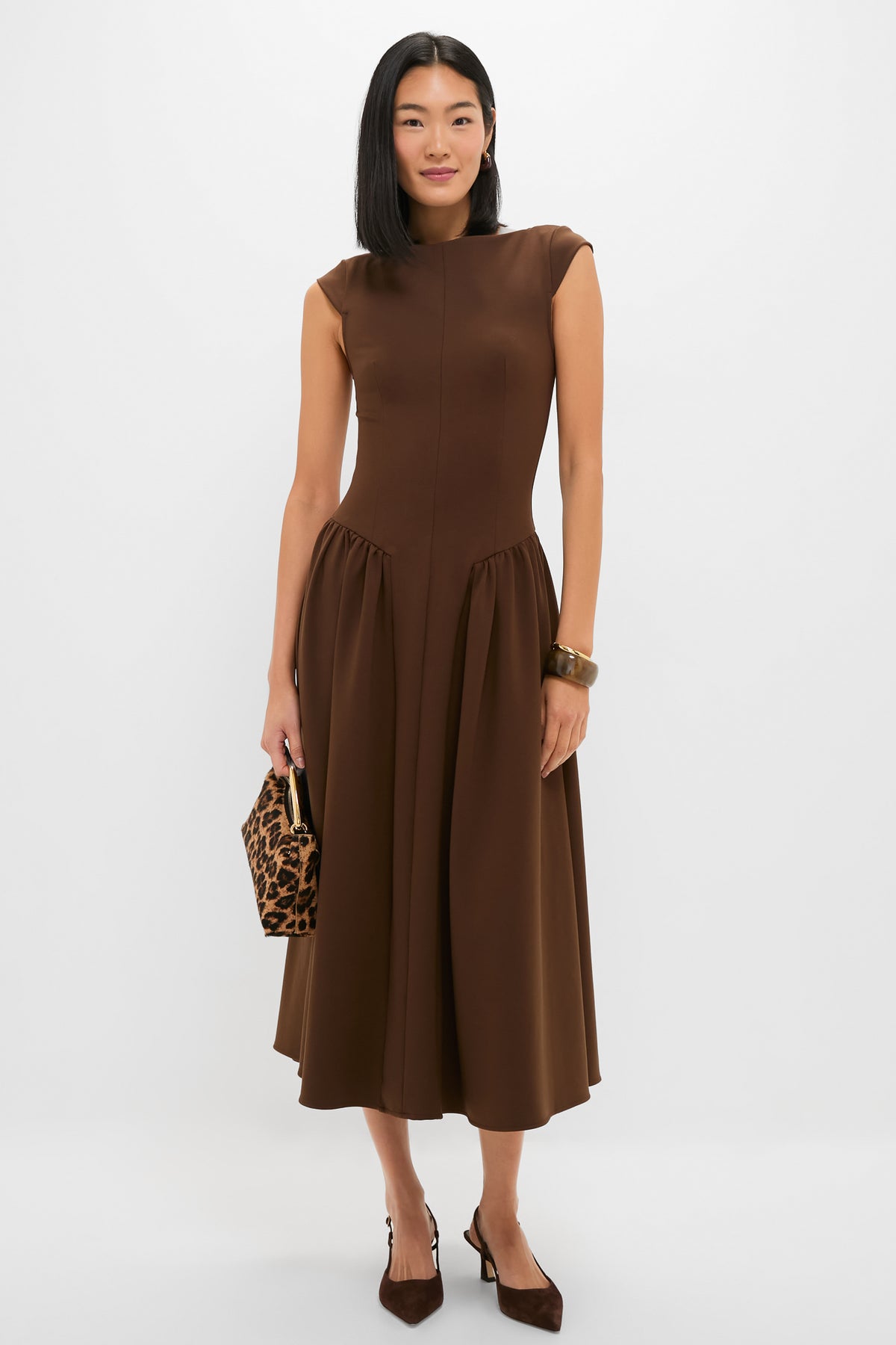 strapless open back dress Chocolate Lysandra A Line Midi Dress