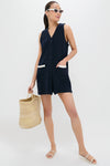 Navy Terrycloth Myla Romper Coverup