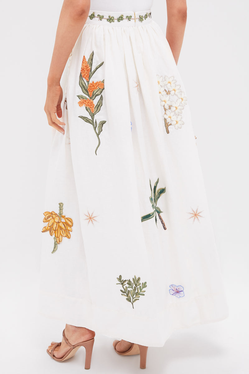 Wild Tangelo Embroidered Applique Maxi Skirt